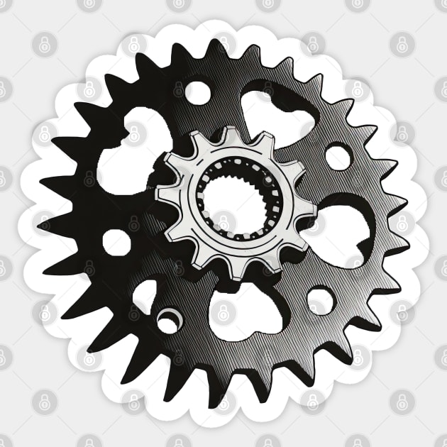 Cartoon retro bike sprocket Sticker by chronicledesignlab